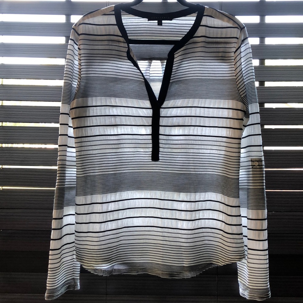 Sanctuary navy and white stripe shirt